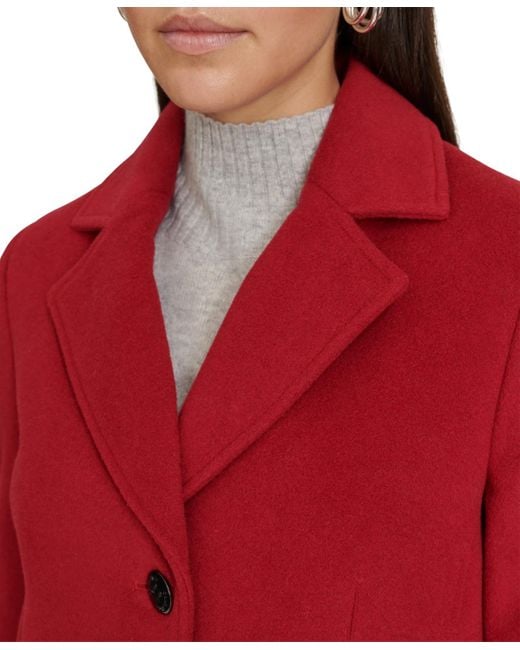 Calvin Klein Red Single-breasted Wool Blend Coat