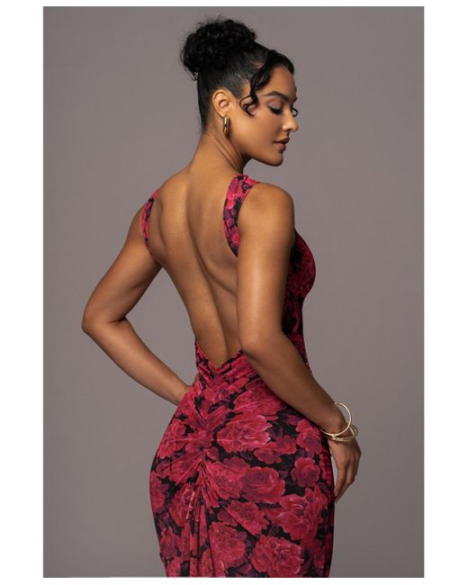 JLUXLABEL Red Floral Front And Center Maxi Dress
