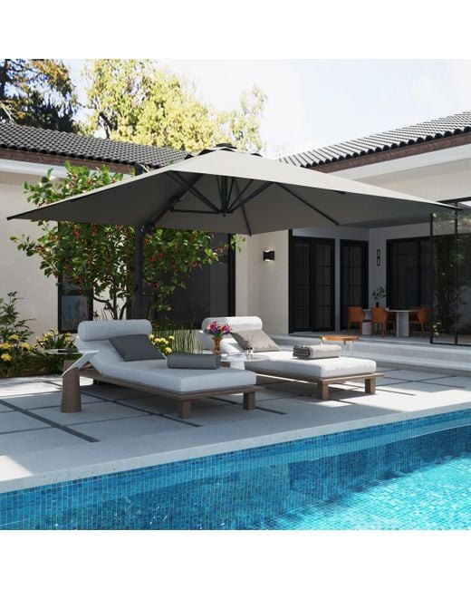 Mondawe Gray 156"w X 120"d Rectangular 360 Degree Rotation Cantilever Umbrella W/ Weight Base Included