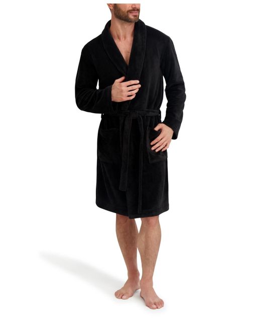 Hanes Black Adjustable Plush Robe for men