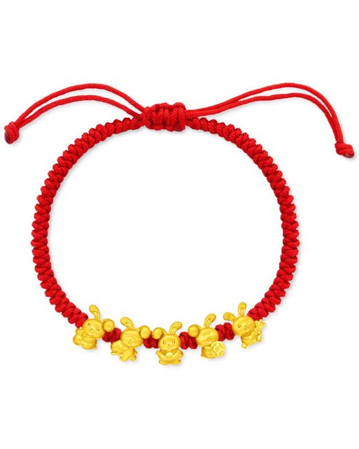 Chow Tai Fook Year Of The Rabbit Multi-charm Red Cord Bolo Bracelet