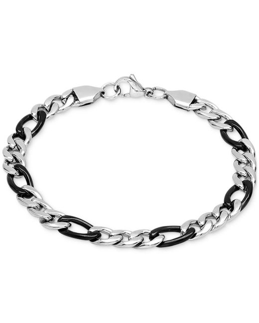 Steeltime Metallic Two-tone Stainless Steel Figaro Link Chain Bracelet for men