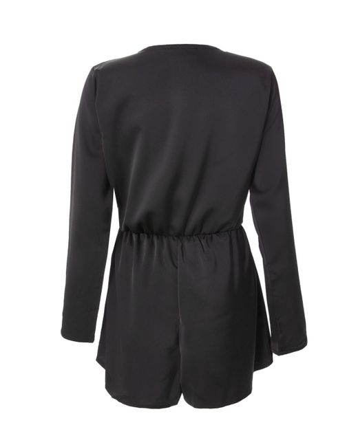 Quiz Blue Satin Wrap Buckle Romper