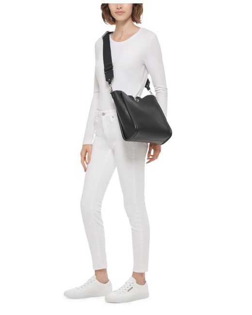 Calvin Klein White Crisell Magnetic Logo Crossbody Bag