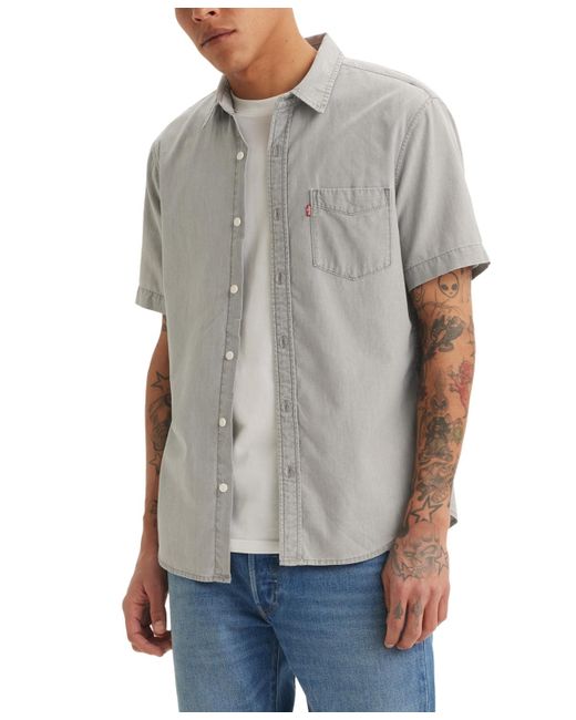 Levi's Gray Classic 1 Pocket Short Sleeve Regular Fit Shirt for men