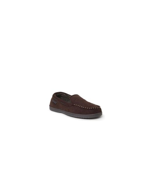 Dearfoams Black Keaton Microsuede Moccasin House Shoe Slipper for men