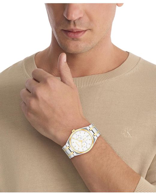 Calvin Klein Metallic Ck Motion Two Tone Stainless Steel Bracelet Watch 39mm for men