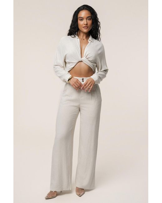 JLUXLABEL Metallic Soho Front Tied Woven Top
