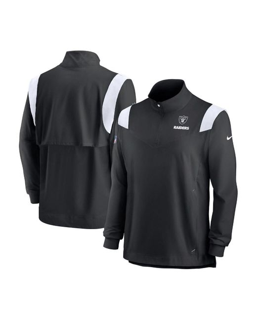 Nike Synthetic Black Las Vegas Raiders 2022 Coach Chevron Lockup Quarter-zip Long Sleeve Top for