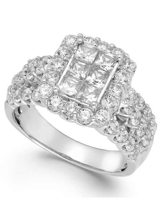  Macy s  Diamond Halo Engagement  Ring  In 14k White  Gold  2 
