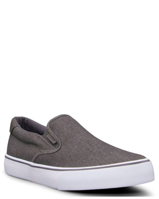 Lugz Canvas Clipper Classic Slip-on Fashion Sneakers In Charcoal, White 