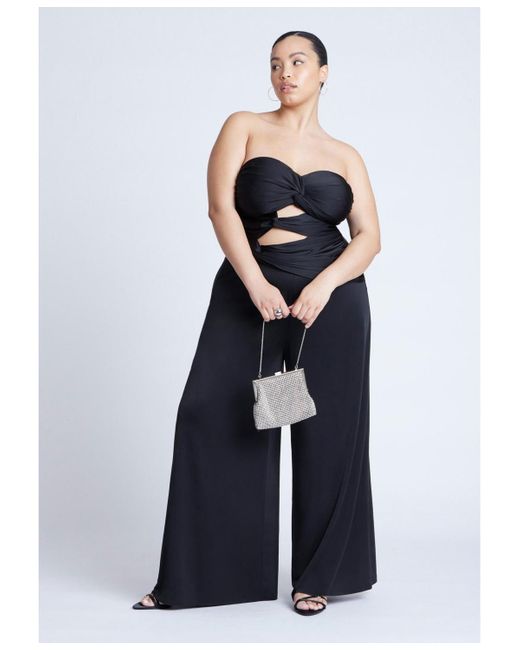 Eloquii Blue Plus Size Twist Detail Jumpsuit With Cutout
