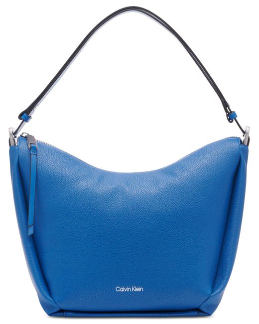 Calvin Klein Prism Top Zipper Convertible Hobo Bag in Blue | Lyst