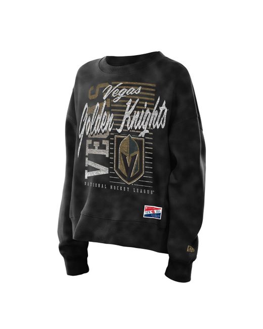 KTZ Black Vegas Golden Knights Oversized Throwback Mineral Wash Sweatshirt