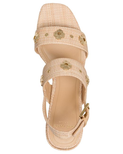 Kate Spade Natural Spade Flower Studded Block Heel Sandals