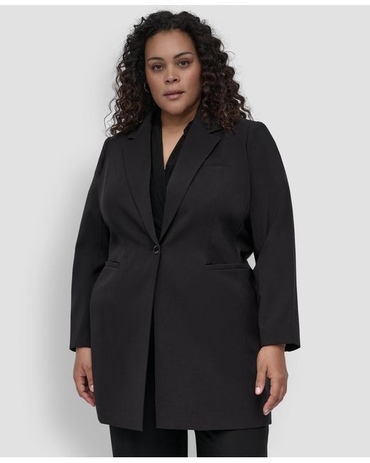 DKNY Black Plus Size One-button Blazer