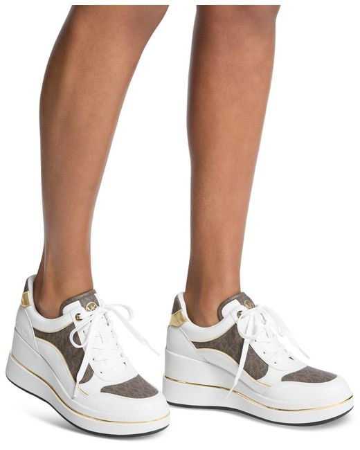Michael Kors White Michael Emmy Wedge Trainer Sneakers