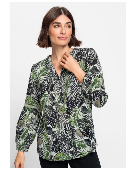 Olsen Multicolor Cotton Viscose Leaf Print Tunic Shirt