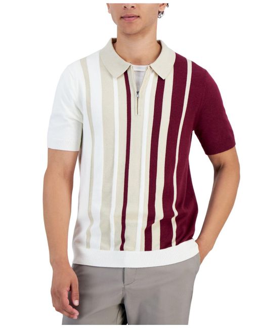 Alfani Regular-fit Ombré Stripe Sweater-knit 1/4-zip Polo Shirt, Created  For Macy's in Red for Men | Lyst Canada