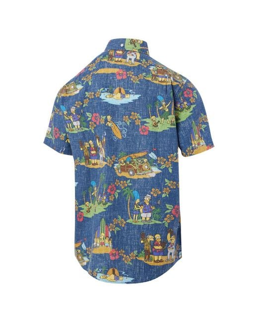 Reyn Spooner Blue The Simpsons Hawaiian Vacation Tailored Button-down Shirt for men