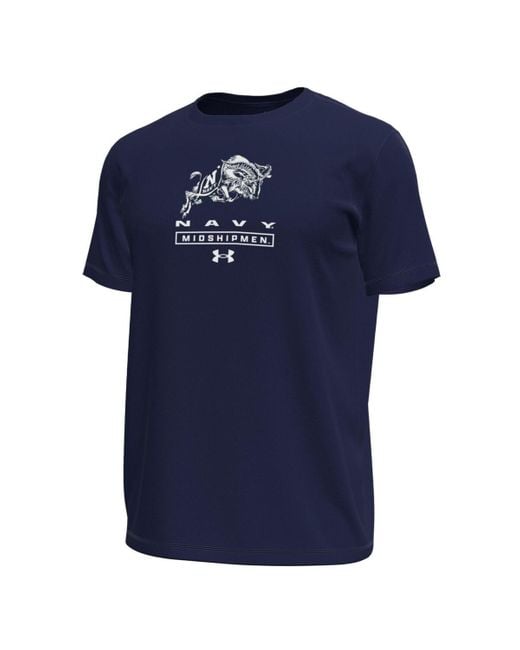 Under Armour Blue Midshipmen Stack Stretch Performance T-shirt for men