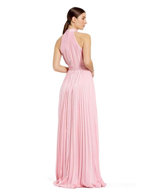 Mac Duggal Pink Pleated Sleeveless Halter Gown