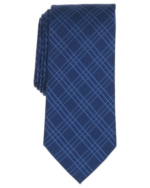 Michael Kors Blue Grid Pattern Tie for men