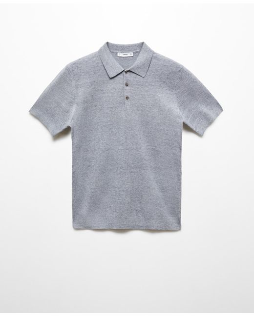 Mango Gray Short-sleeved Knitted Polo Shirt for men