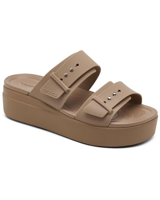 CROCSTM Brown Brooklyn Low Wedge Sandals From Finish Line