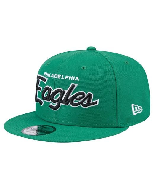 KTZ Green Philadelphia Eagles Main Script 9fifty Snapback Hat for men