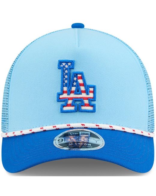 KTZ Light Blue/royal Los Angeles Dodgers 2025 Fourth Of July 9forty A-frame M-crown Adjustable Trucker Hat for men