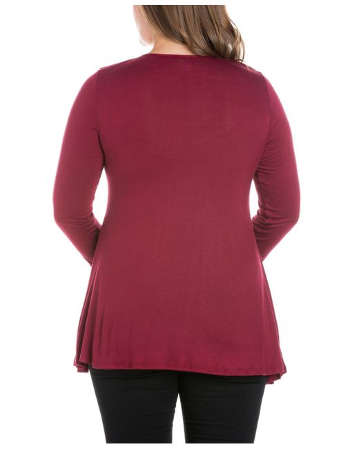 24seven Comfort Apparel Red Plus Size Poised Swing Tunic Top