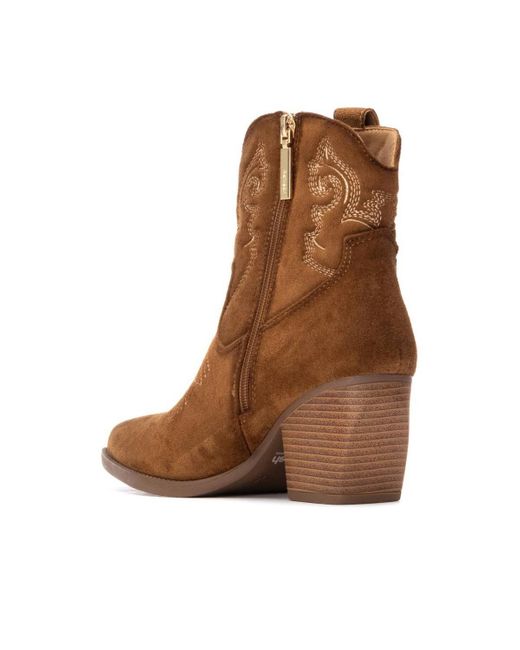 Xti Brown Italian Western Suede Booties Refresh Collection By