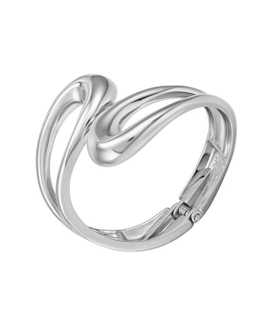 Guess White Tone Hinge Bangle Bracelet