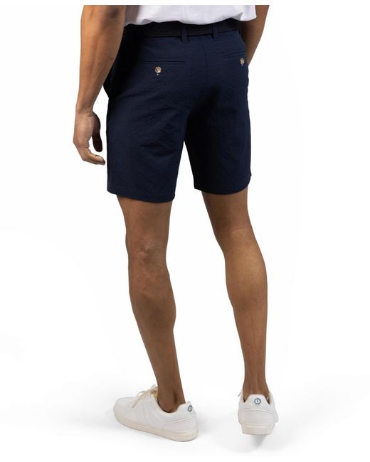 Tailorbyrd Blue Solid Seersucker Short for men
