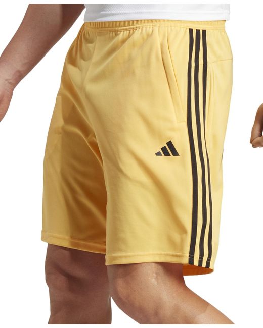Adidas Yellow Train Essentials Classic-fit Aeroready 3-stripes 10" Training Shorts for men