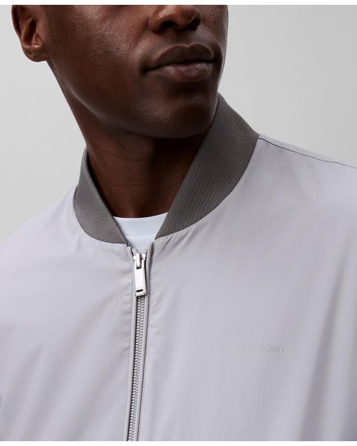 Calvin Klein Gray Logo-print Matte Bomber Jacket for men