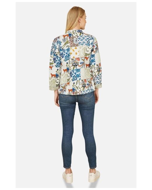 Yumi' Blue Indian Patchwork Reversible Jacket
