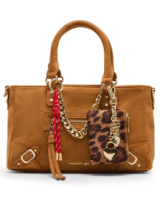 Madden Girl Brown Violett Small Zipper Satchel Bag