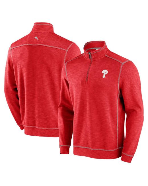 Tommy Bahama Red Philadelphia Phillies Tobago Bay Tri-blend Half-zip Jacket for men