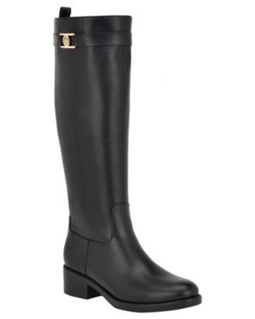 Tommy Hilfiger Women's Black Iviann Tall Riding Boots Regular Wide