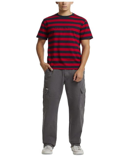 Guess Regular-fit Stripe Embroidered Logo Graphic T-shirt for men