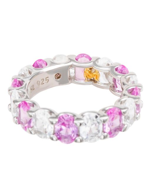 SUZY LEVIAN NEW YORK Sterling Silver Oval Sapphire And Created White Sapphire Eternity Band