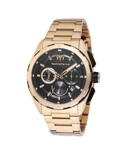 TechnoMarine Metallic Tm-318097 Ocean Quartz Black Dial Watch for men