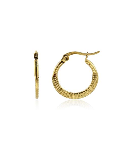 Rebl Jewelry Metallic Ribbed Hoop Earrings