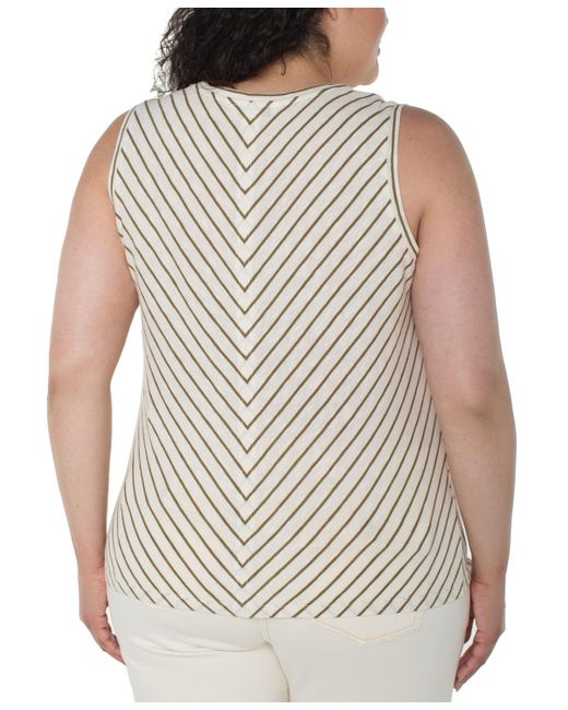 Liverpool Los Angeles Multicolor Plus Size Sleeveless Twist-front Top