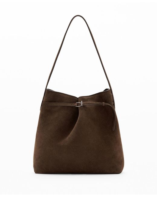 Mango Brown Suede Bucket Bag