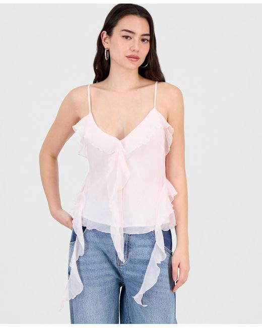 White Ruffle Tank BarIII Cascade Ruffle Tank in White | Lyst