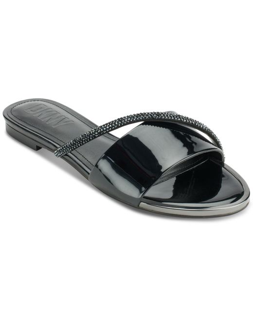 DKNY Black Tali Slip-on Embellished Slide Sandals