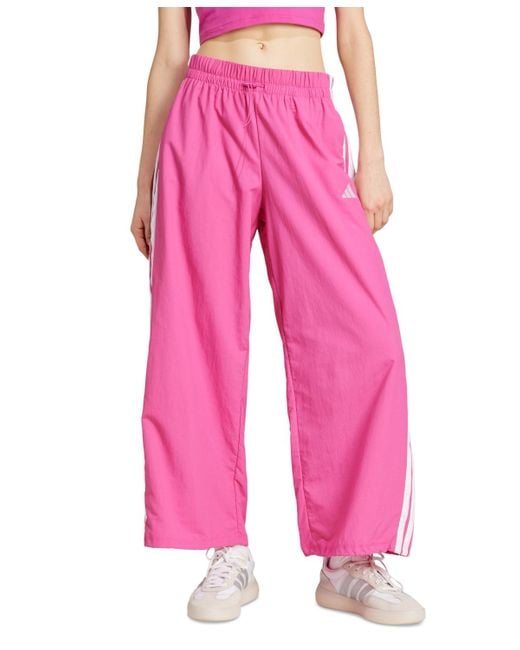 Adidas Pink Essentials 3-stripes Woven Parachute Pants